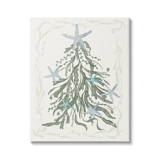 Stupell Industries Nautical Christmas Tree Sea Life Canvas Wall Art